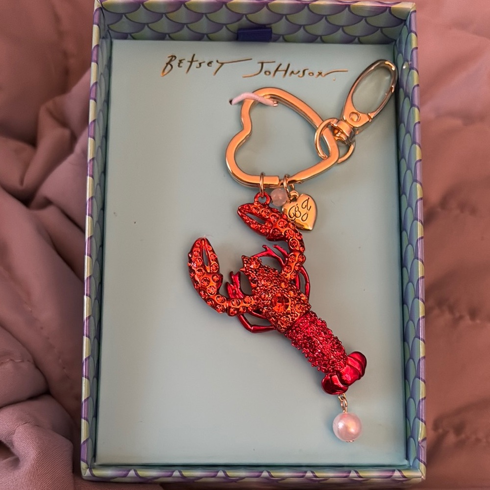 Betsey Johnson Glittering Red Lobster Keychain NWT